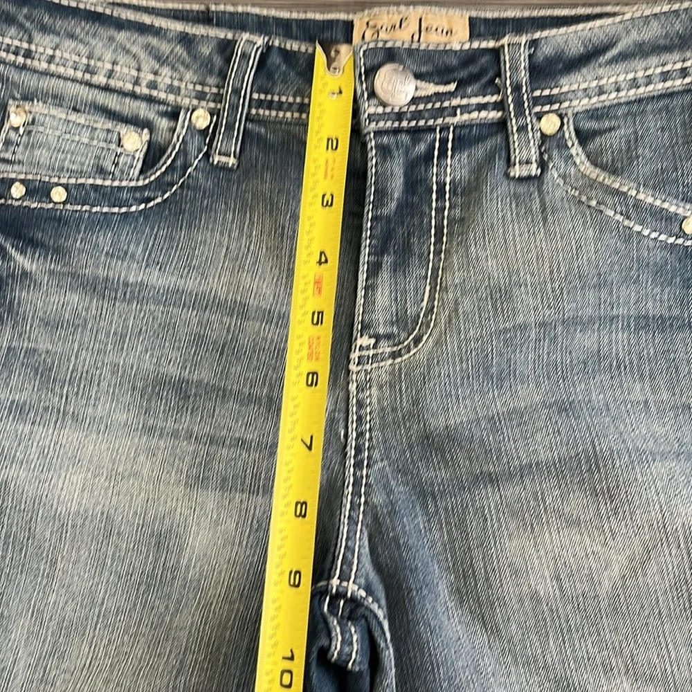Earl Women’s Mid Rise Medium Wash Embellished‎ Bootcut Jeans Sz 6 Western Bling
